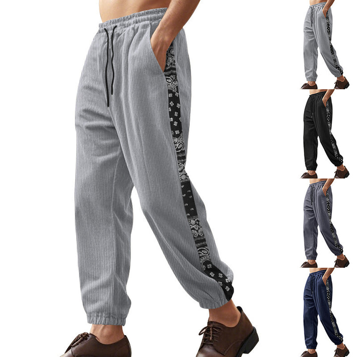 Herren Freizeithose mit dekorativen Seiteneinsätzen im Bandana-Design Aliams