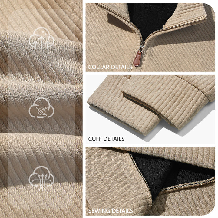 Herren Strickpullover mit hohem Kragen und Reißverschluss Aliams