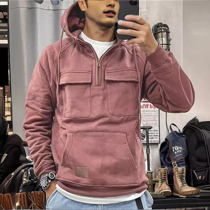 Herren Fleece Hoodie mit praktischem Reißverschluss und großen Taschen Aliams