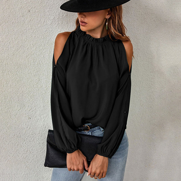 Damen Schickes Oberteil mit Schulterfreien Einsätzen und Eleganten Rüschendetails Aliams