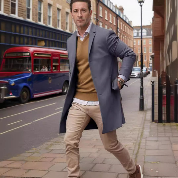 Herren eleganter Mantel mit hochwertigen Details Aliams