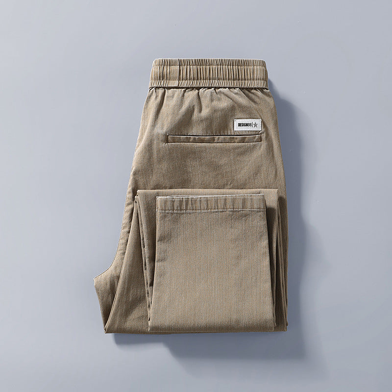 Herren bequeme Chinohose mit verstellbarem Bund und seitlichen Taschen Aliams