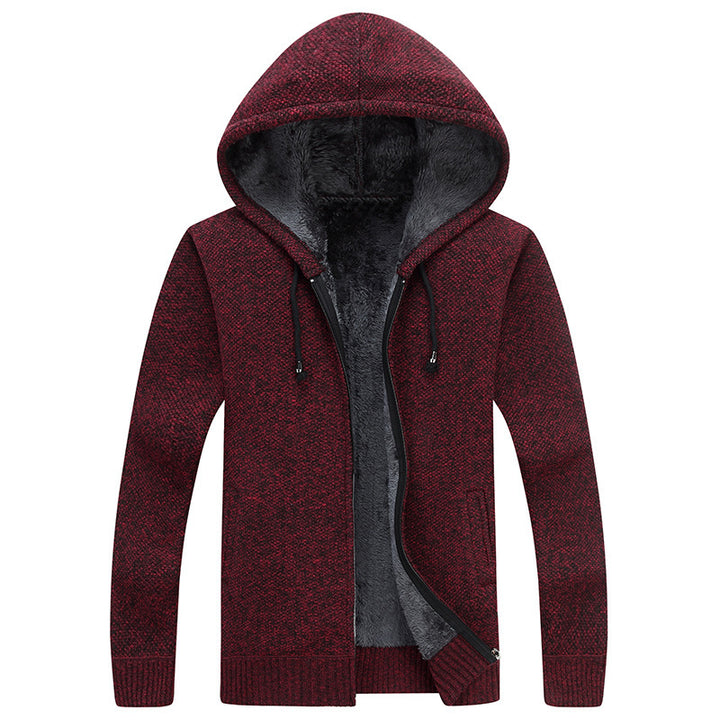 Herren bequeme Fleece-Jacke mit Kapuze und weichem Innenfutter Aliams