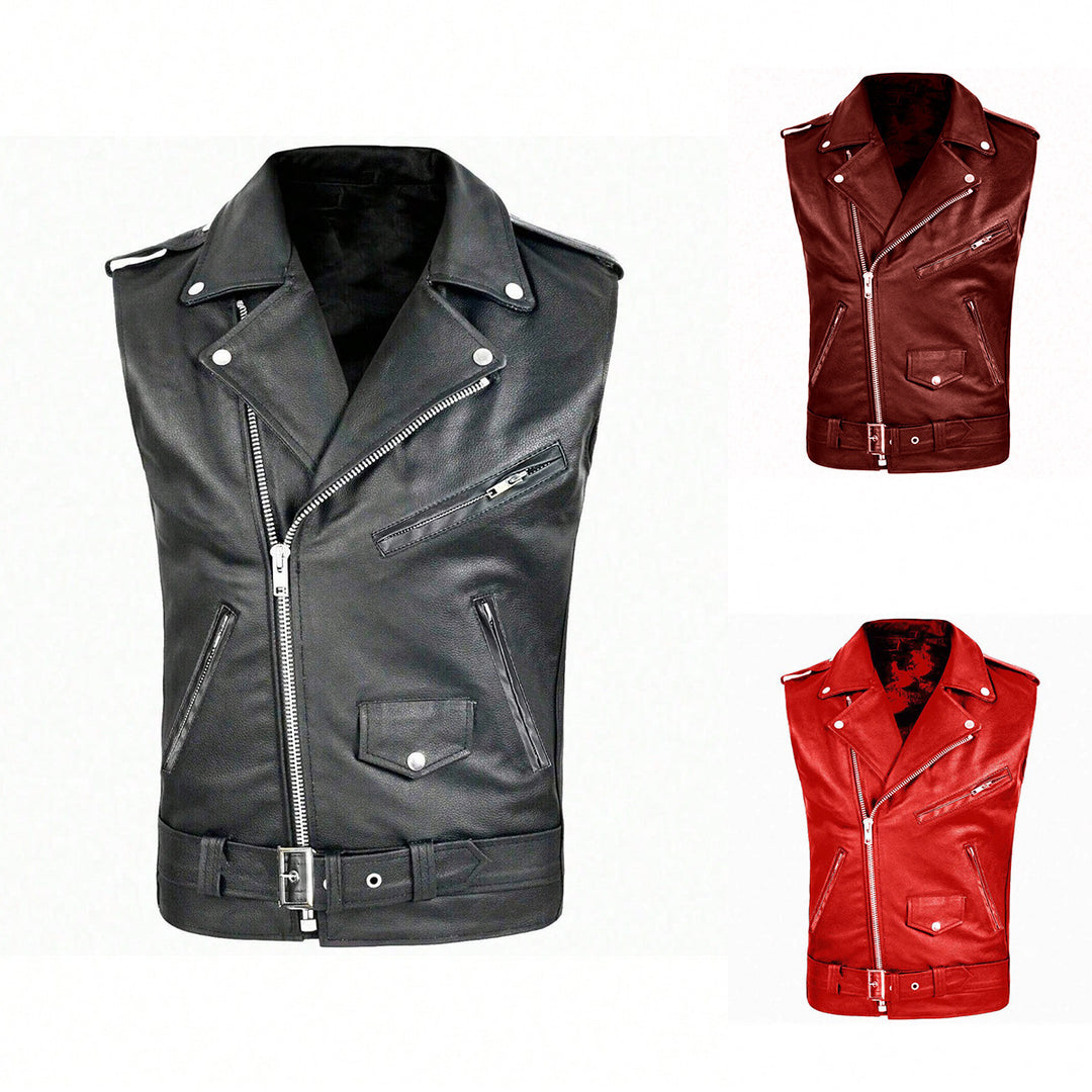 Herren stylische ärmellose Bikerjacke aus hochwertigem Leder Aliams
