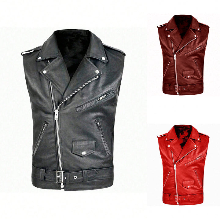 Herren stylische ärmellose Bikerjacke aus hochwertigem Leder Aliams
