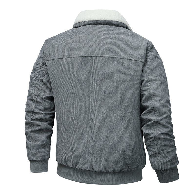 Herren stilvolle und warme Cordjacke mit Fleece-Futter Aliams
