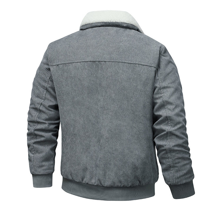 Herren stilvolle und warme Cordjacke mit Fleece-Futter Aliams