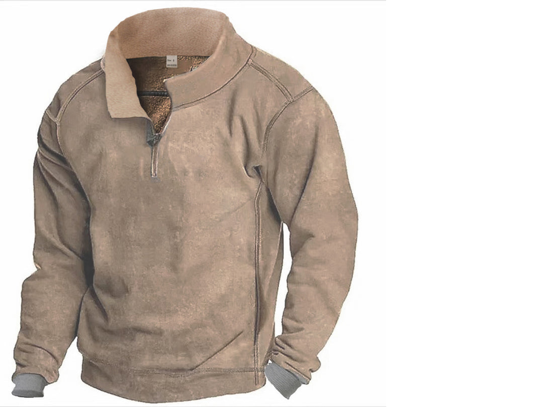 Herren Fleece-Pullover mit einem hochschließenden Kragen und praktischen Seitentaschen Aliams