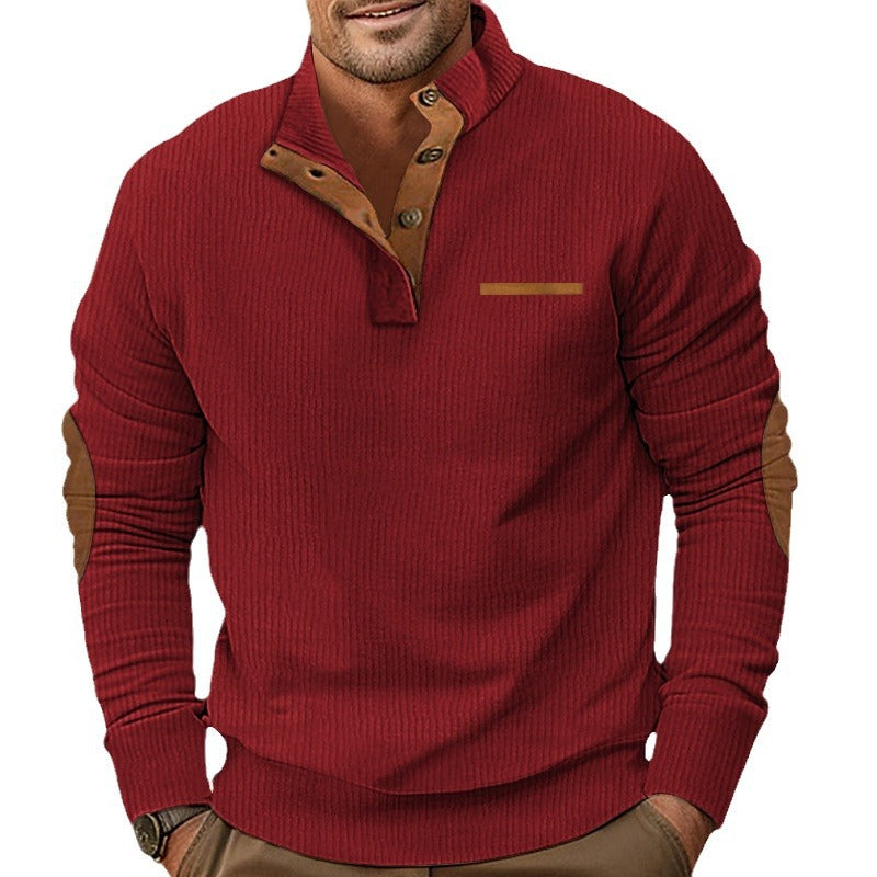 Herren Pullover mit Reißverschluss und Lederdetails Aliams