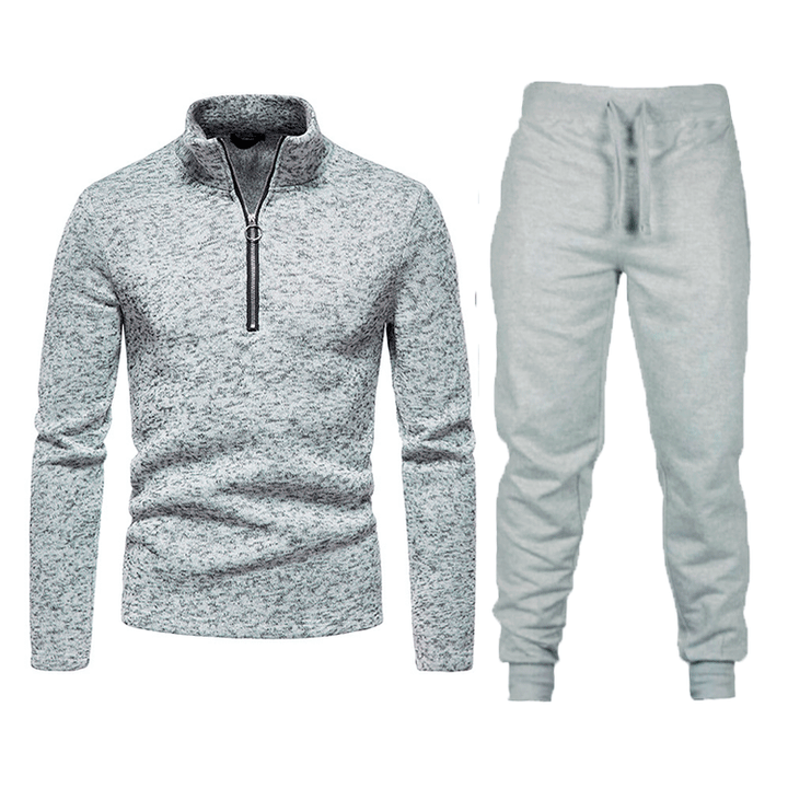 Herren Sportliches Fleece Trainingsanzug-Set mit Reißverschluss Aliams