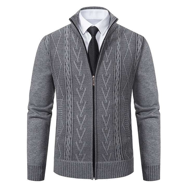 Herren Strickjacke mit modernem Zipper und eleganter Zopfstruktur Aliams