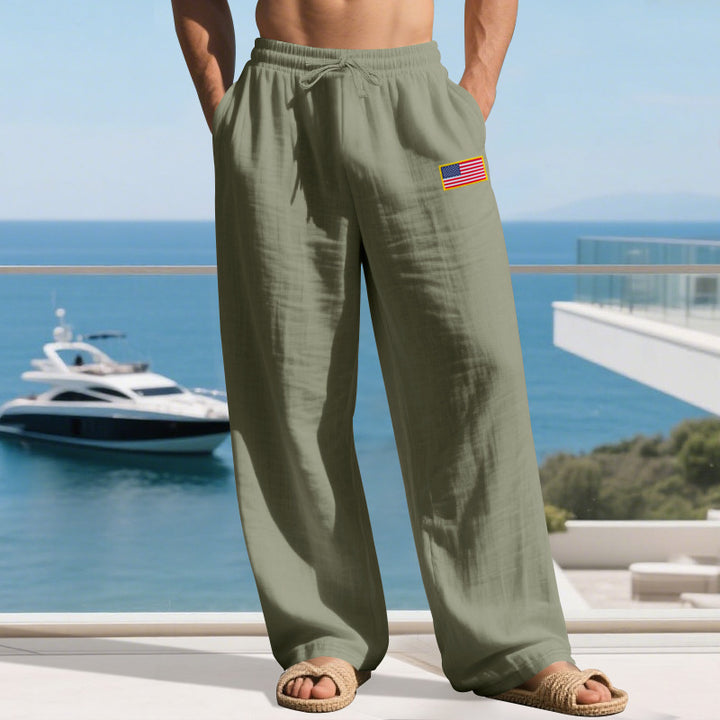 Herren Bequeme Freizeit-Cargo-Hose mit elastischem Bund und Seitentaschen Aliams