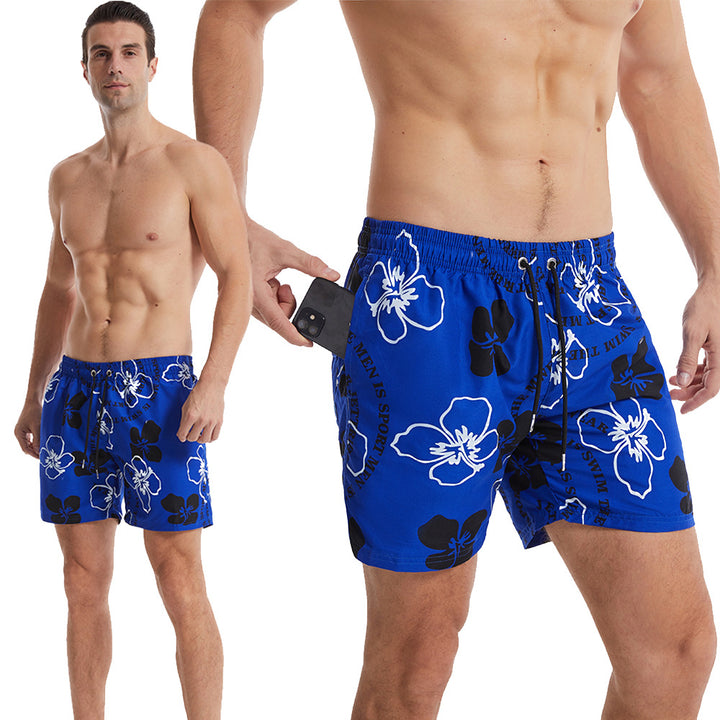 Herren Badeshorts mit hochwertigem Blumendesign und flexiblem Kordelzug Aliams