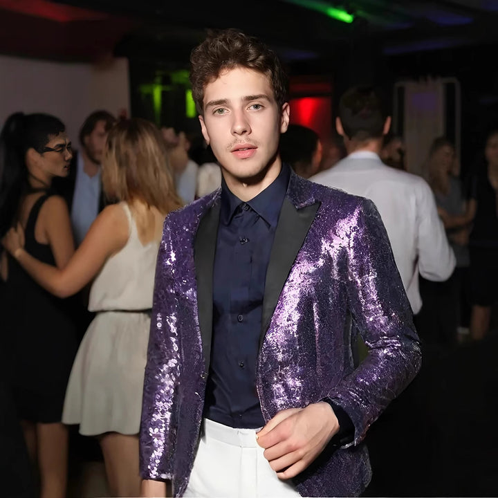 Herren Glamouröser Paillettenblazer im modernen Design Aliams