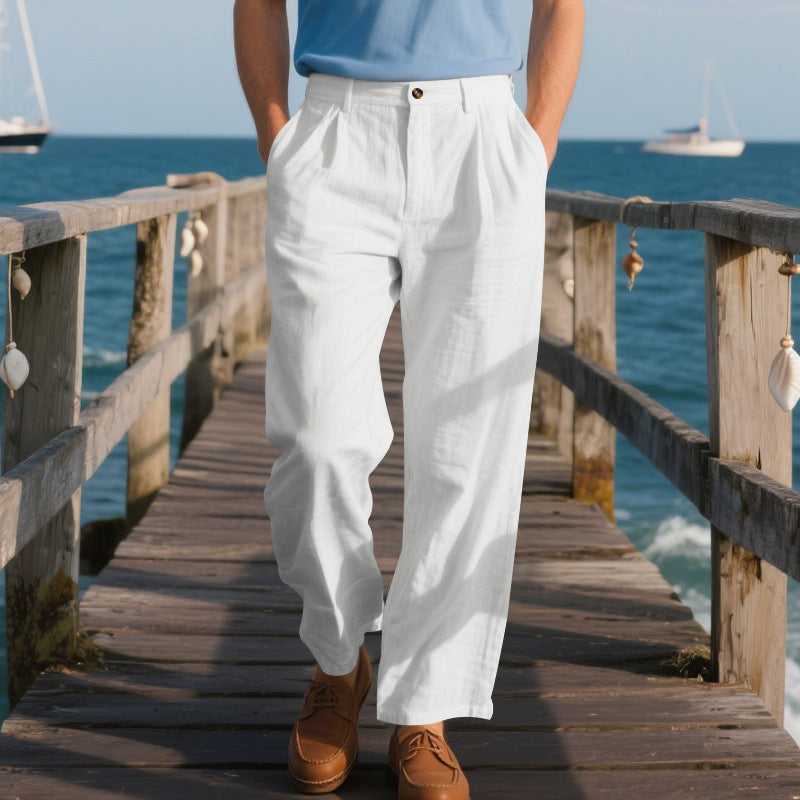 Herren elegante und bequeme Leinenhose Aliams