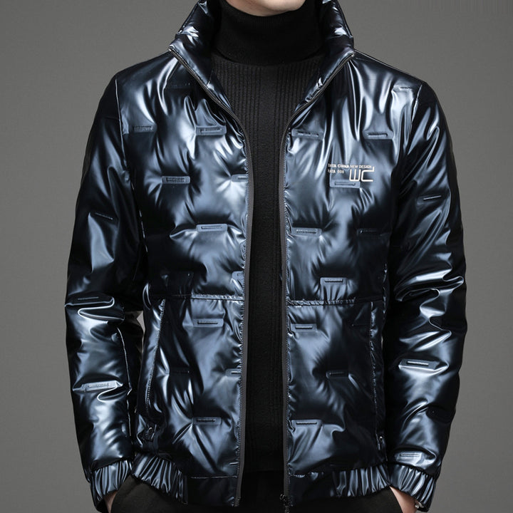 Herren glänzende Steppjacke mit hochabschließendem Kragen Aliams