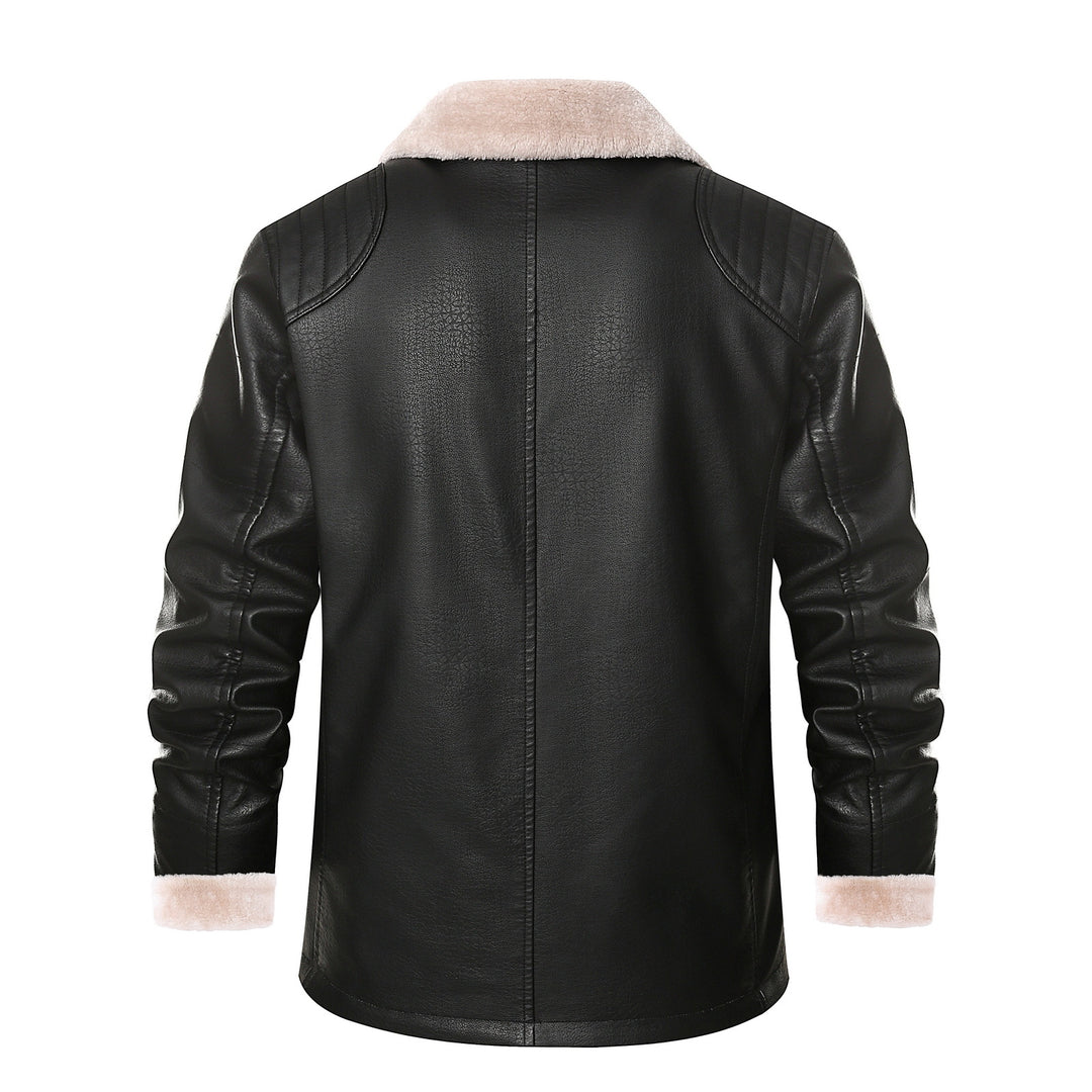 Herren schicke Lederjacke mit warmem Innenfutter und elegantem Kragen Aliams