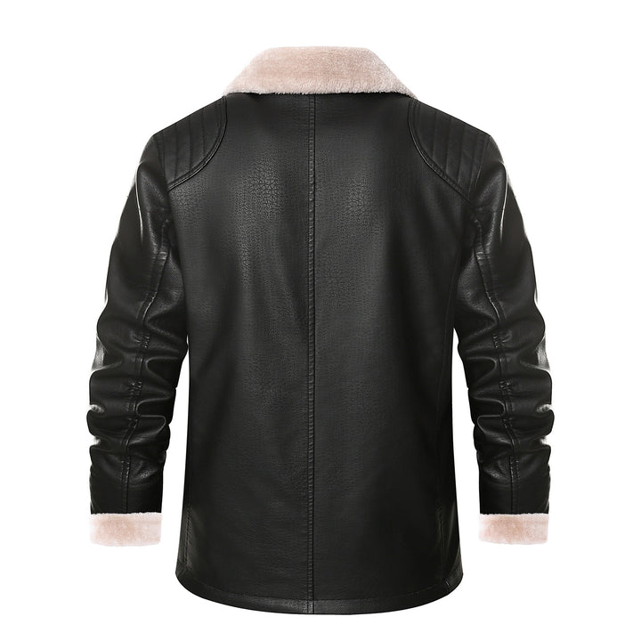 Herren schicke Lederjacke mit warmem Innenfutter und elegantem Kragen Aliams