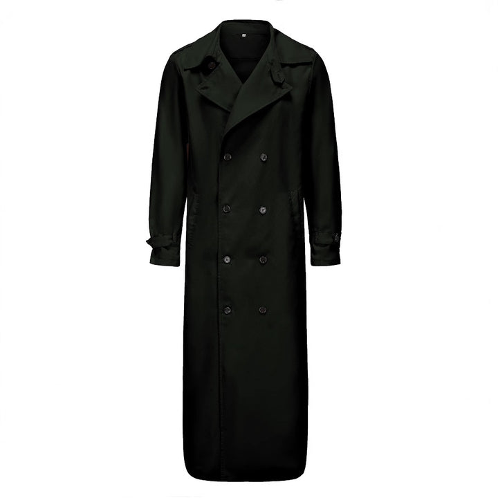 Herren klassischer Trenchcoat mit doppelter Knopfreihe und verstellbarem Taillenbund Aliams