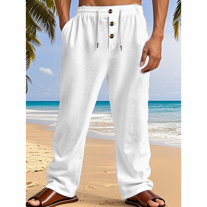 Herren Bequeme Sommerfreizeithose mit elastischem Bund und modernen Knopfdetails Aliams