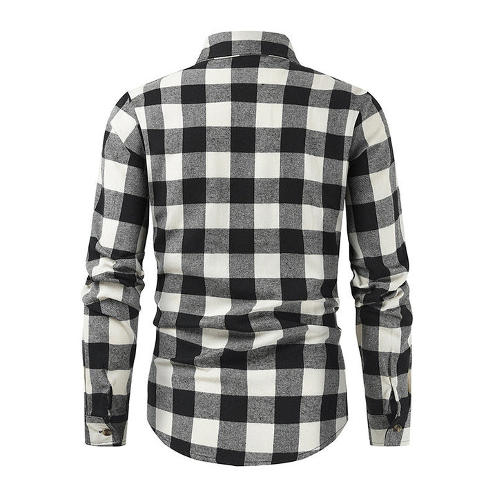 Herren klassisches Flanellhemden mit Karomuster und praktischen Brusttaschen Aliams