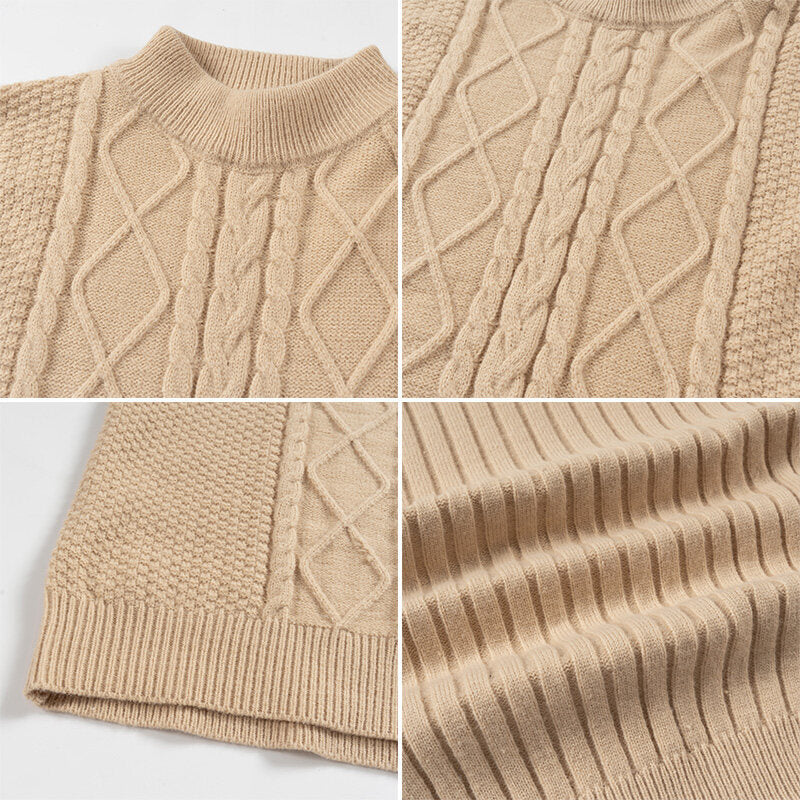 Herren Strickpullover mit strukturiertem Design und hohem Kragen Aliams