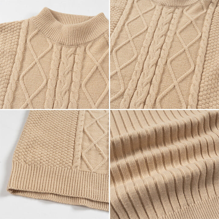 Herren Strickpullover mit strukturiertem Design und hohem Kragen Aliams