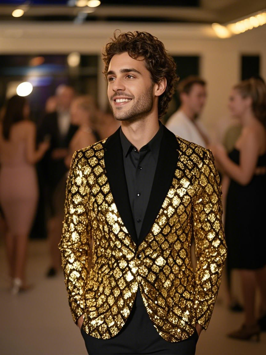 Herren Glamouröser Paillettenblazer mit elegantem Schnitt Aliams