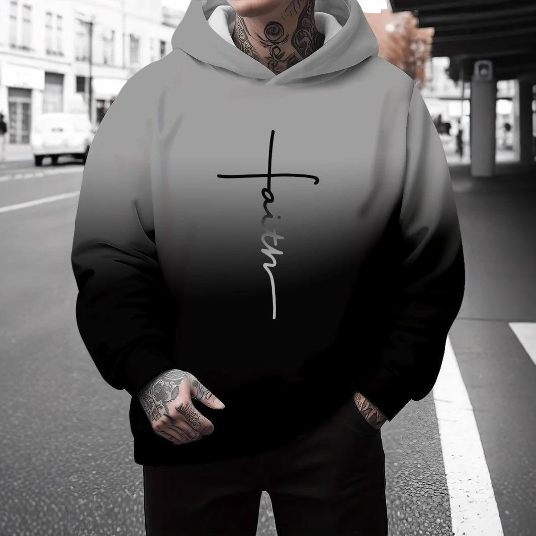 Herren Kapuzenpullover mit subtiler Farbverlauf-Optik und inspirierendem Schriftzug Aliams