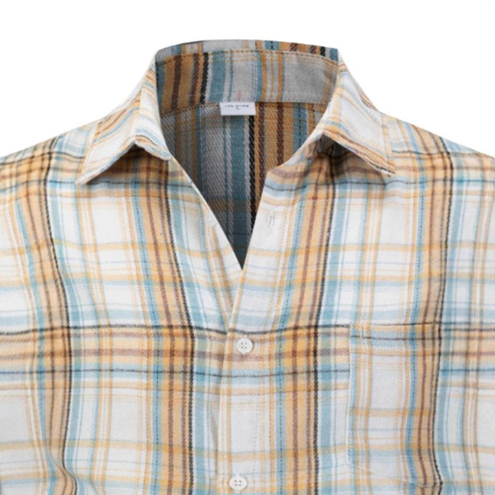 Herren kariertes Langarmhemd aus hochwertiger Baumwolle Aliams