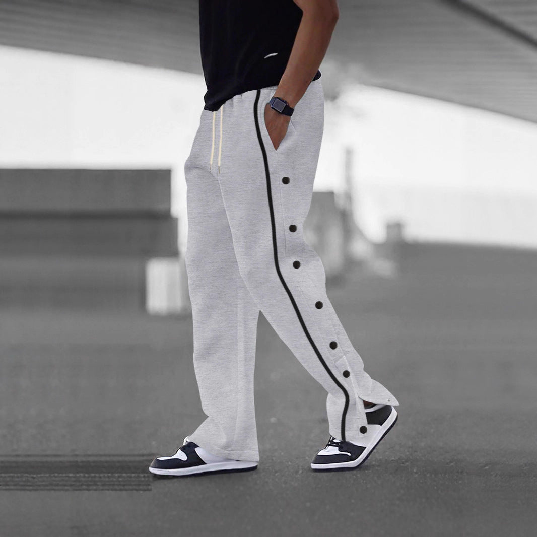 Herren Sportliche Jogginghose mit dekorativen Druckknöpfen und seitlichen Taschen Aliams