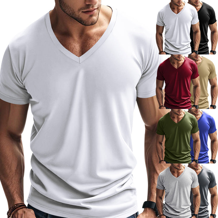 Herren V-Ausschnitt T-Shirt aus atmungsaktivem Baumwollmix mit modernem Schnitt Aliams