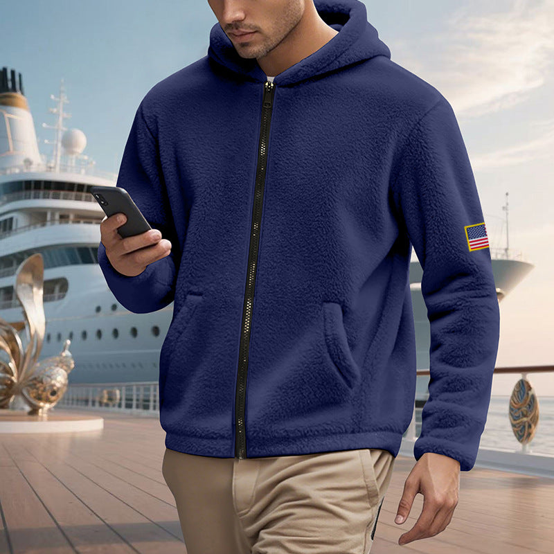 Herren Fleecejacke mit durchgehendem Reißverschluss und praktischen Taschen Aliams