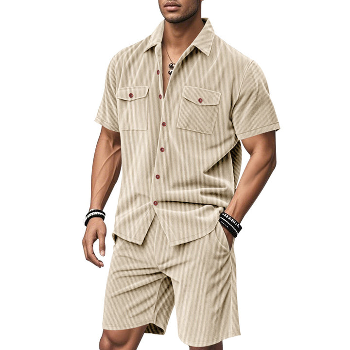 Herren Kurzarm-Anzug mit praktischen Taschen und elastischem Bund Aliams