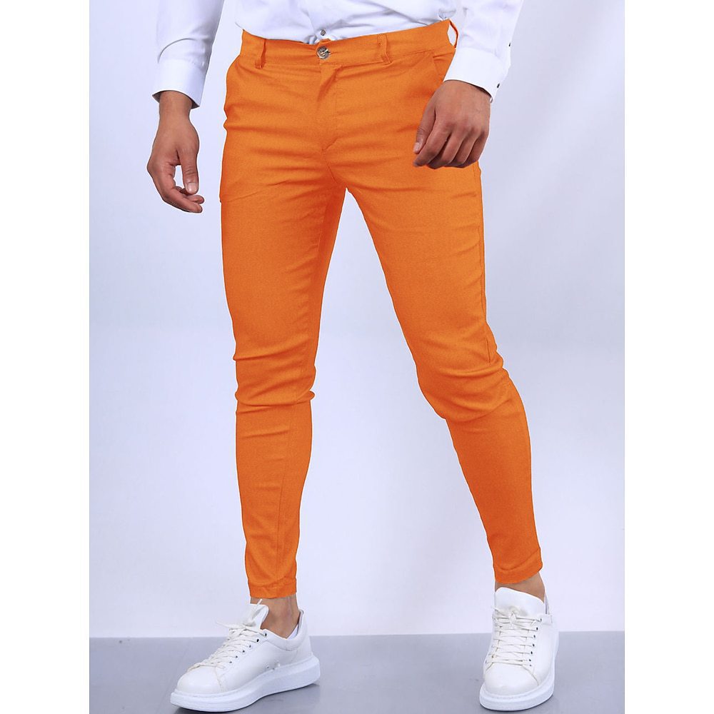 Herren stylische Slim-Fit Chinohose mit elastischem Bund und seitlichen Taschen Aliams