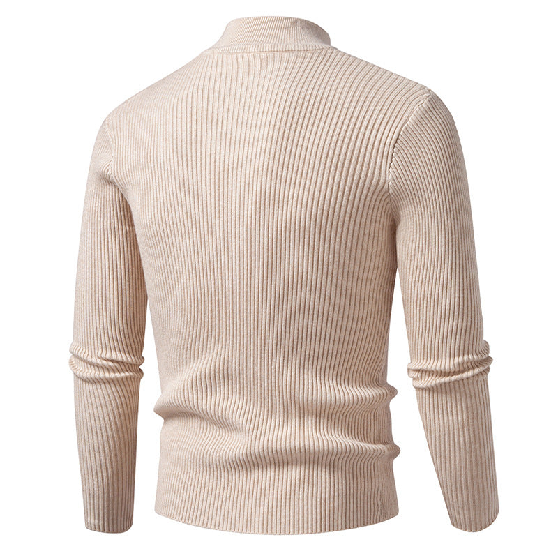 Herren Rollkragenpullover aus hochwertiger Stretch-Wolle mit Rippstruktur Aliams