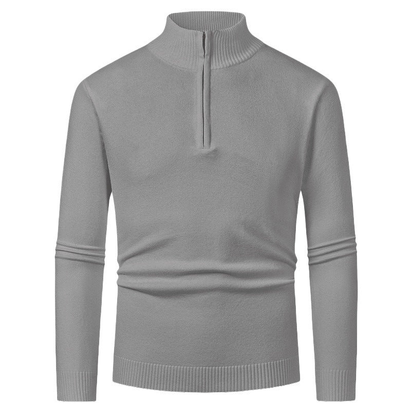 Herren eleganter Rollkragenpullover mit durchgehendem Reißverschluss Aliams