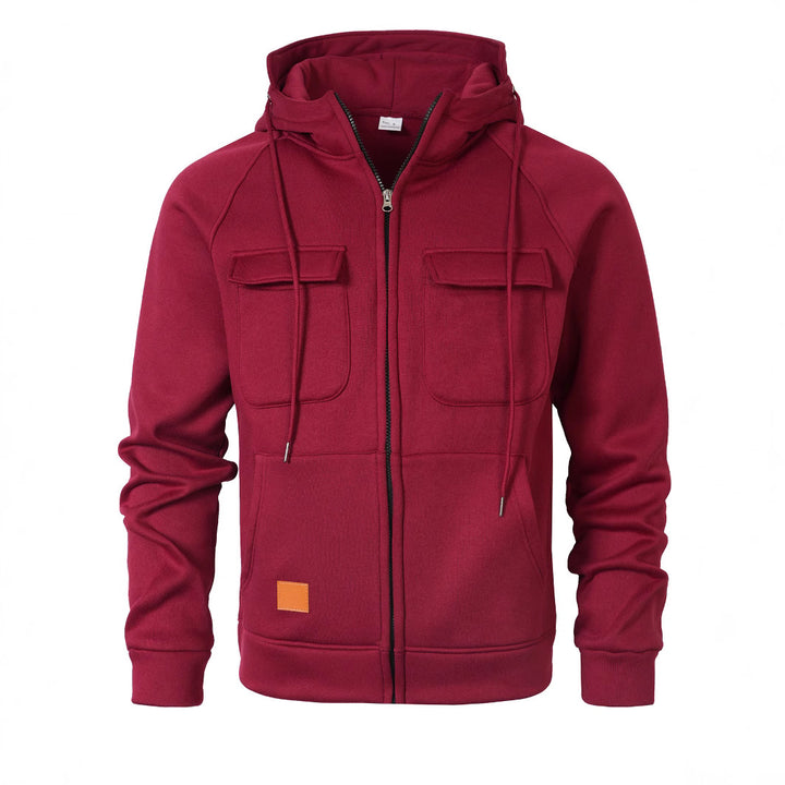 Herren lässige Kapuzenjacke mit zwei praktischen Brusttaschen Aliams