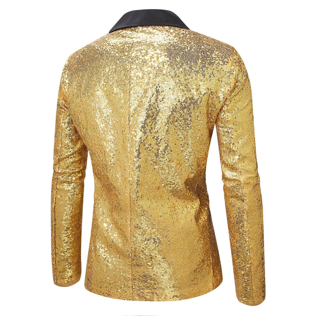 Herren eleganter Paillettenblazer mit klassischem Revers Aliams