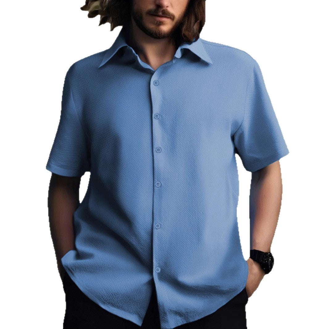 Herren Kurzarm-Hemd mit strukturiertem Gewebe und modernen Details Aliams