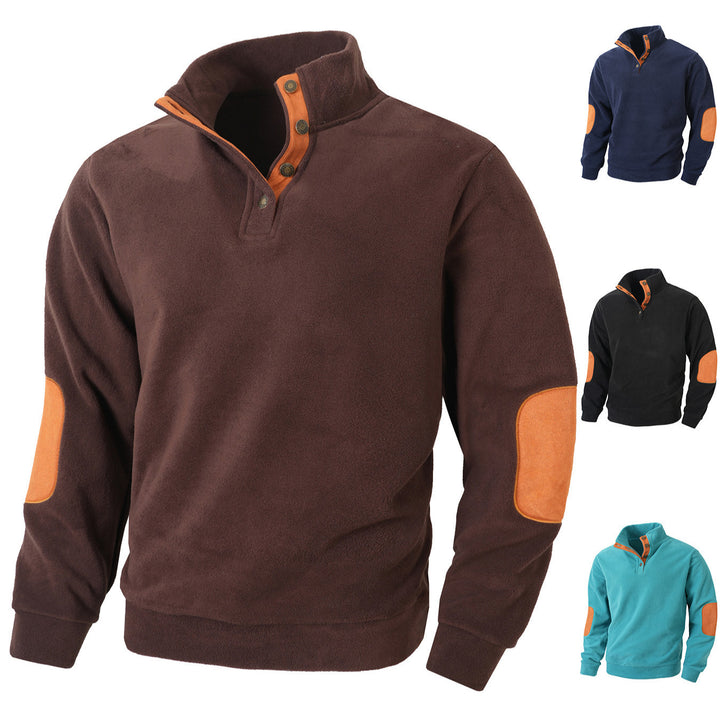 Herren Fleece Pullover mit modischem Stehkragen und Kontrastdetails Aliams