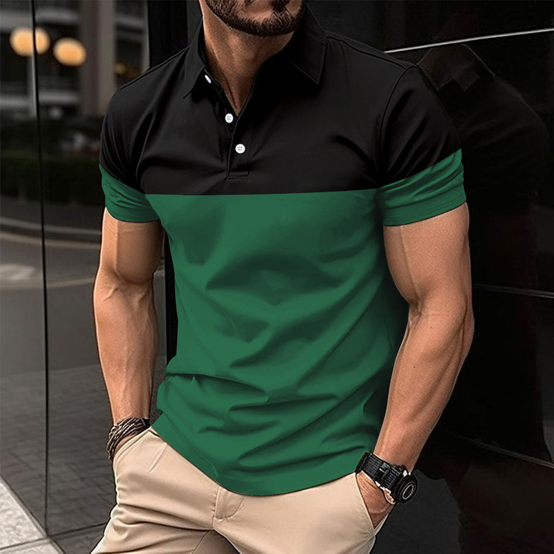 Herren sportliches Kurzarm-Polo mit modernem Farbblockdesign Aliams