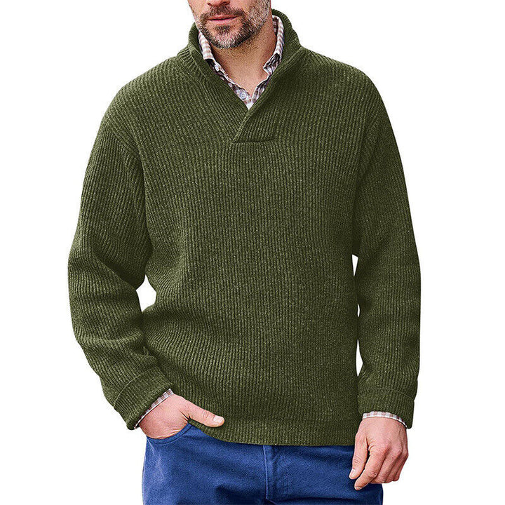 Herren Strickpullover mit modernem Stehkragen und feiner Rippstruktur Aliams