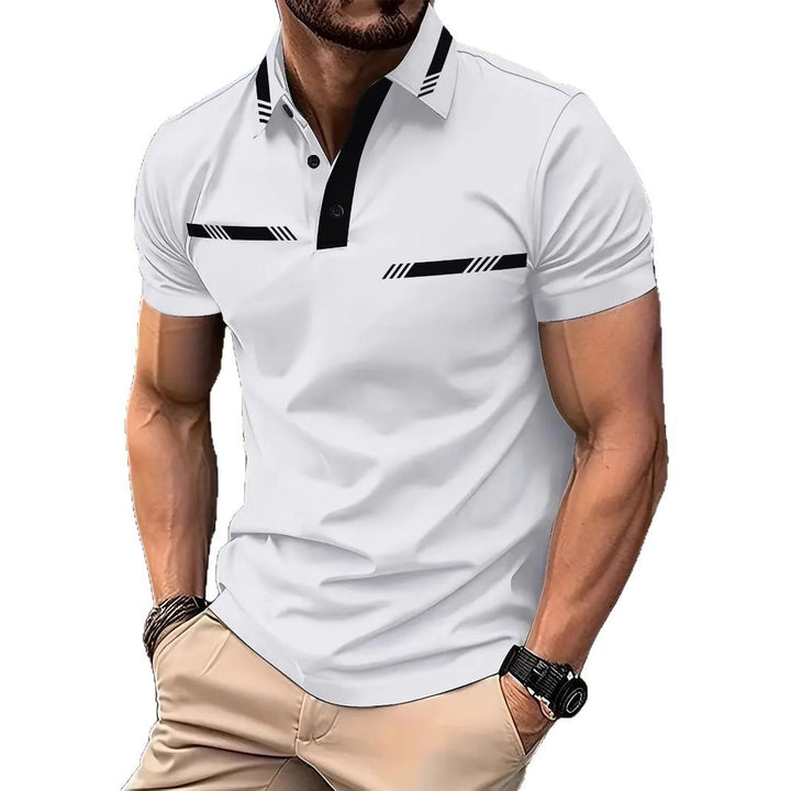 Herren Kurzarm Poloshirt mit stilvollen Kontraststreifen Aliams