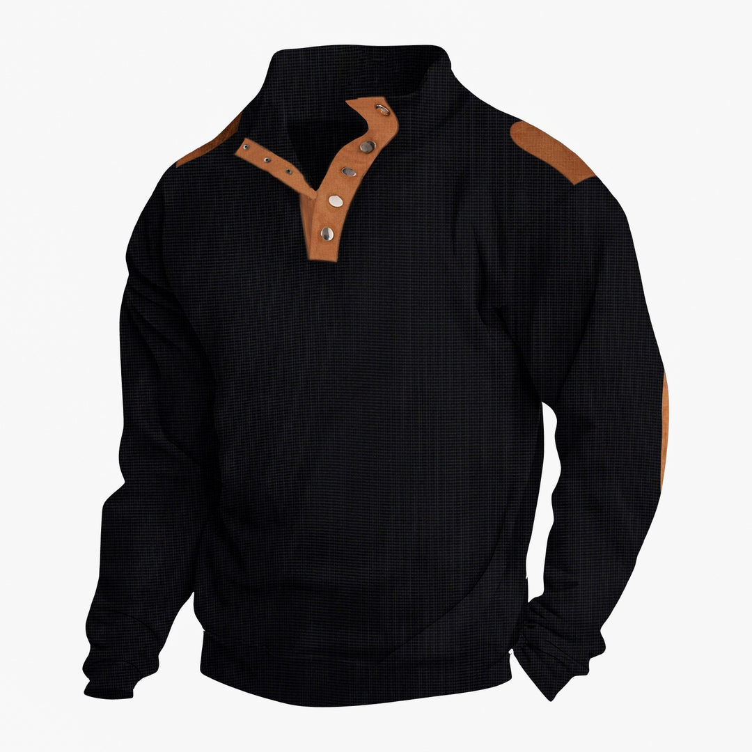 Herren Pullover mit modischem Knopfleisten-Design und strukturierten Ärmeln Aliams