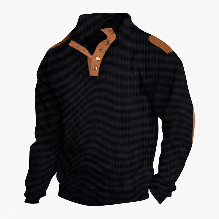 Herren Pullover mit modischem Knopfleisten-Design und strukturierten Ärmeln Aliams