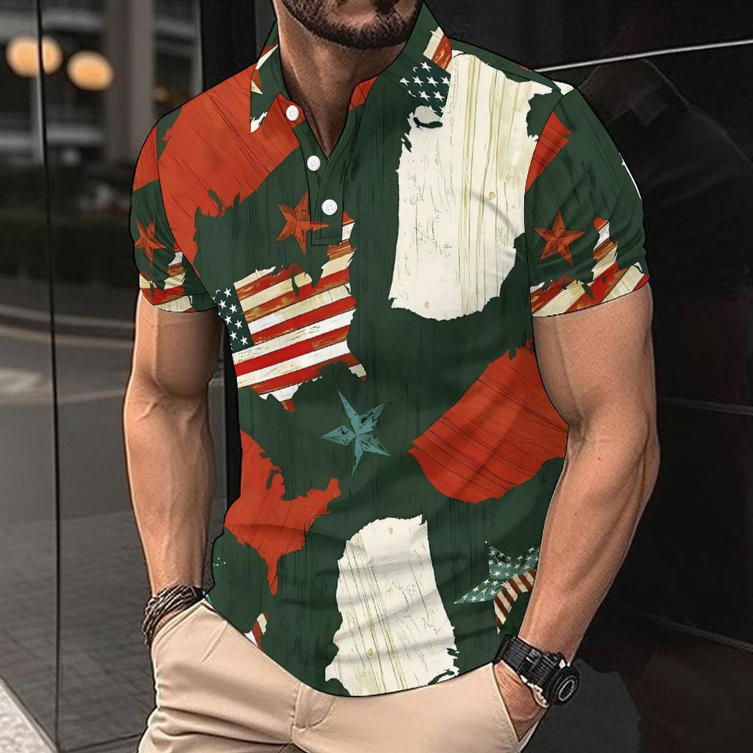 Herren Kurzarm-Hemd mit einzigartigem Länder-Design Aliams