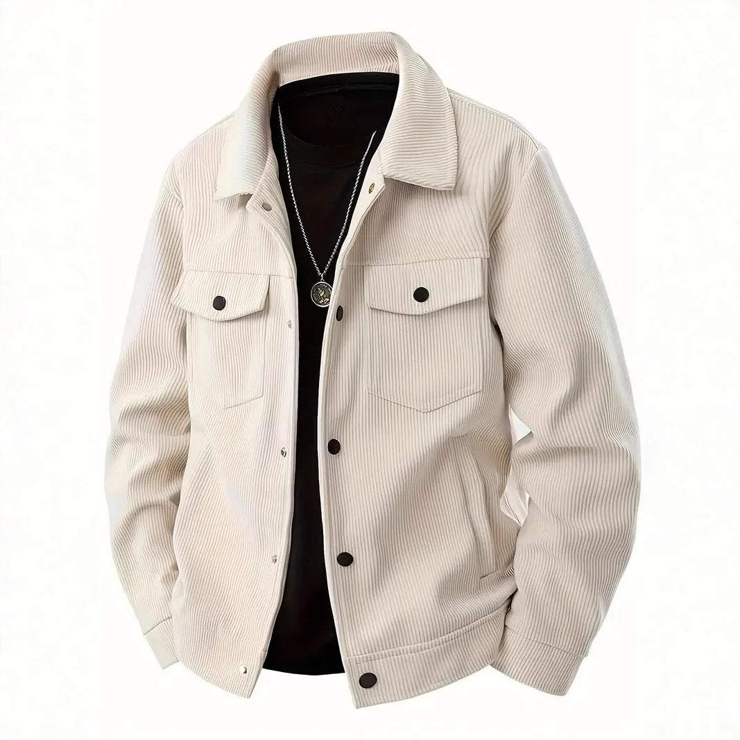Herren strukturiertes Oberteiljacke mit praktischen Taschen Aliams