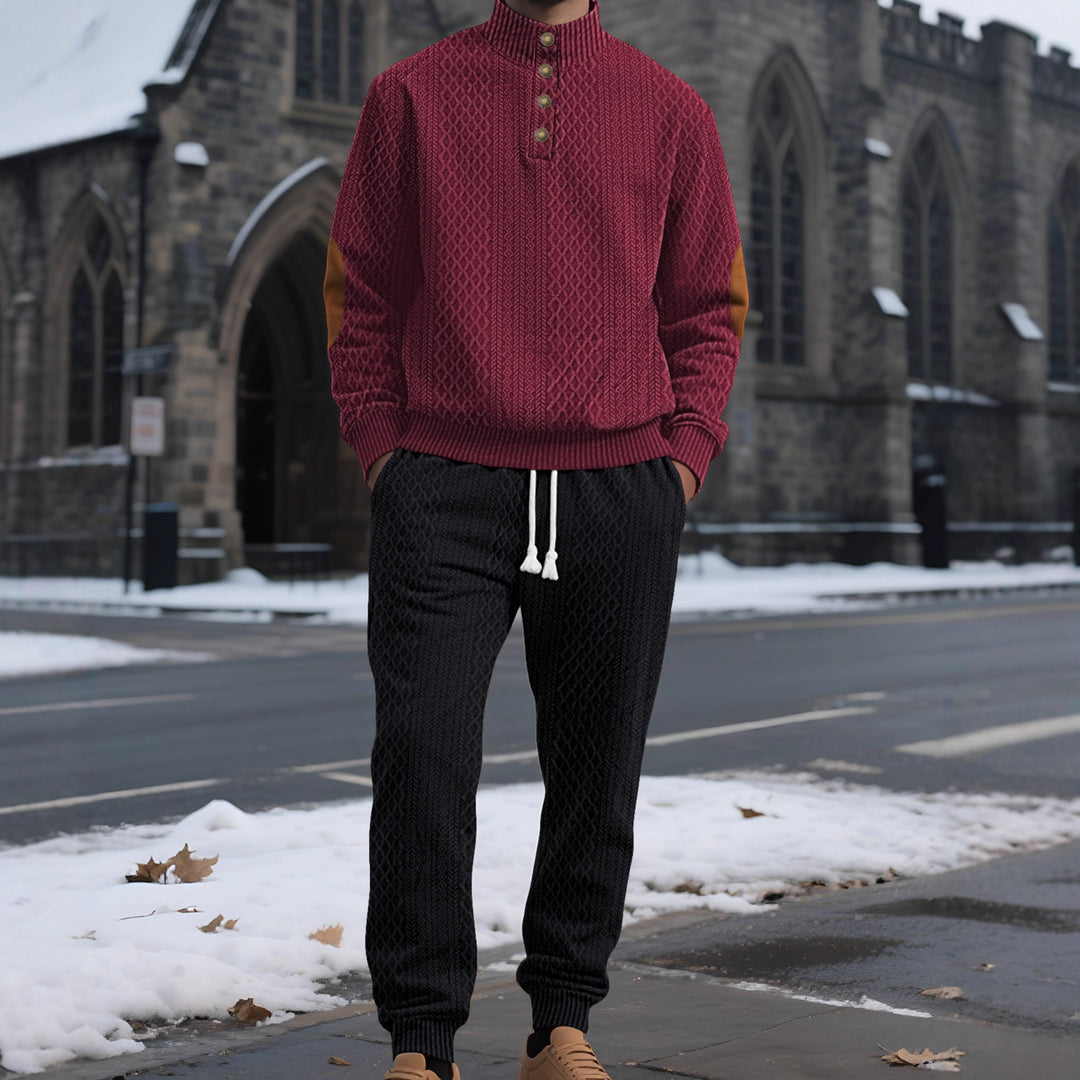 Herren Gemütlicher Strickanzug mit modernem Kragen Aliams