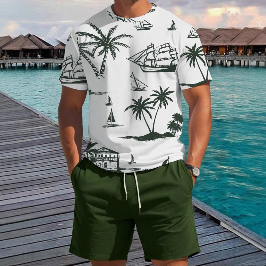 Herren Kurzarm-Shirt mit maritimem Motiv und entspannter Passform Aliams